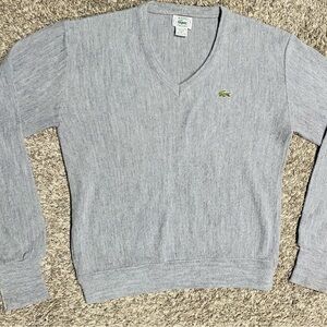Lacoste Light Gray V-Neck Pullover